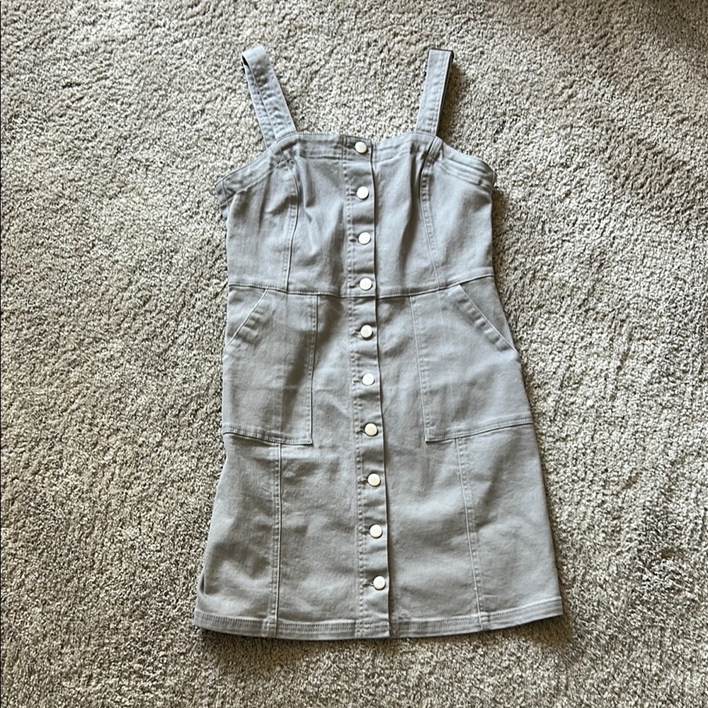 Gray Button-Front Denim Dress - image 1